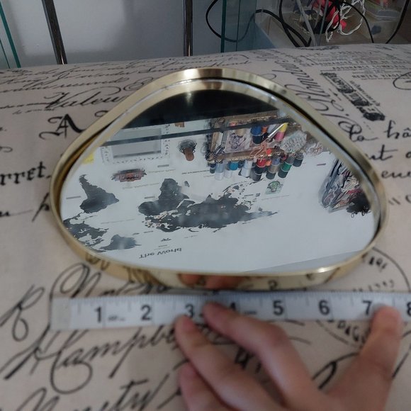 Gold Rimmed Triangular Mirror Vanity Tray Perfect For Makeup or Jewelry Anything - Picture 5 of 5